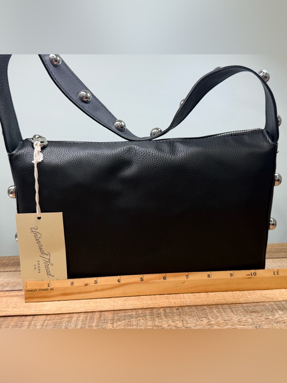 Universal Thread Black Shoulder Bag with Silver Stud Accents - Picture 10 of 14